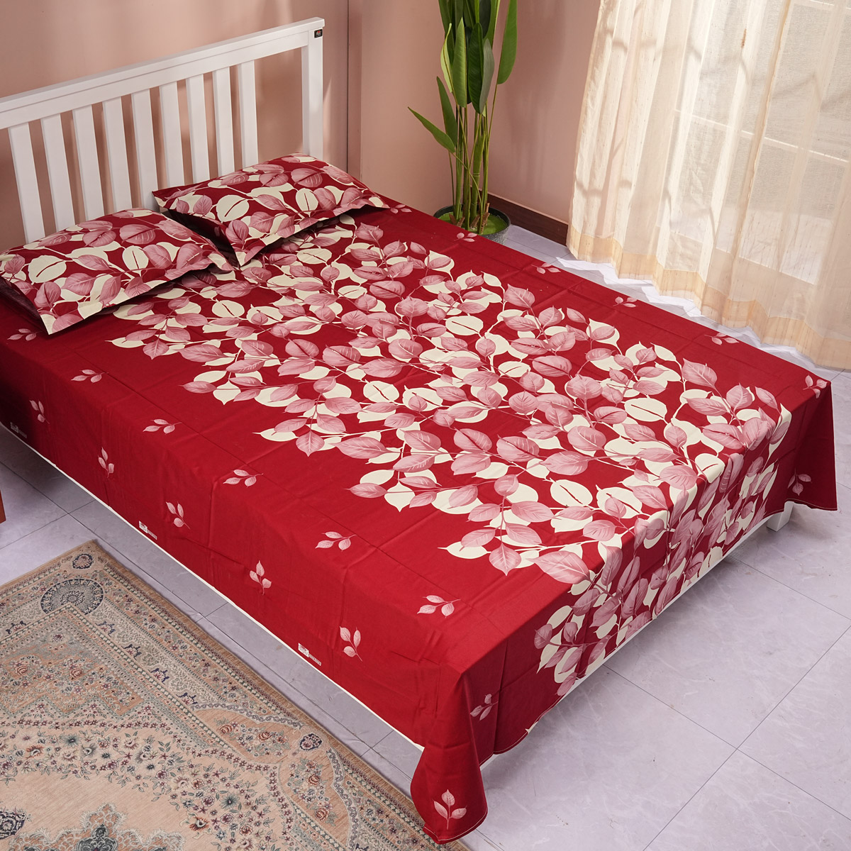 Regal Bed Sheet- Leaf Aura Maroon - Image 3