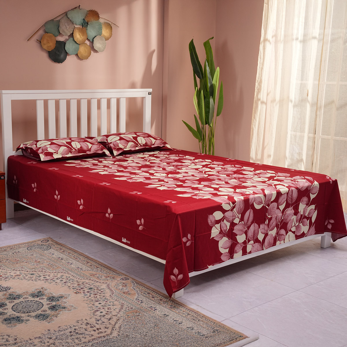 Regal Bed Sheet- Leaf Aura Maroon - Image 2