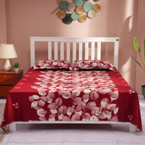 Regal Bed Sheet- Leaf Aura Maroon